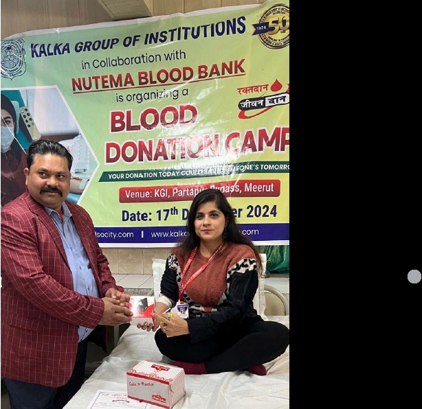 Blood donation camp by Kalka Group of Institutions in collaboration with NUTEMA Blood bank
